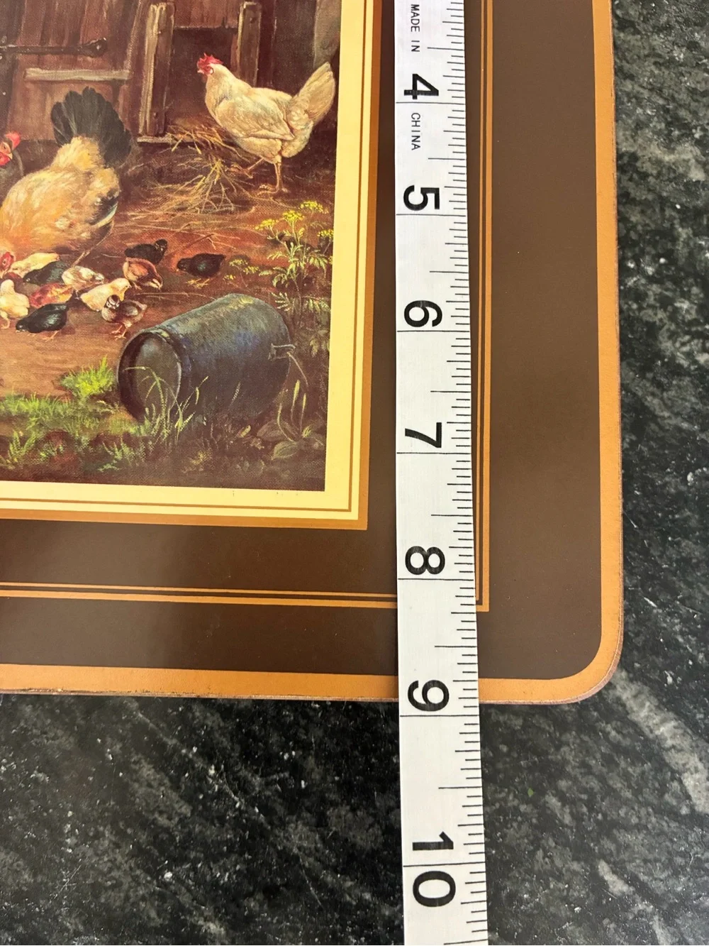 Pimpernel Vintage Set of 4 Traditional Barnyard Scene Chickens Rooster Placemats